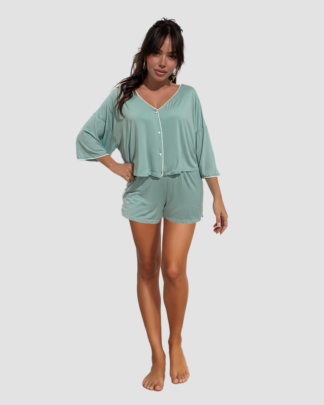 V Neck Oversized Pajama Set