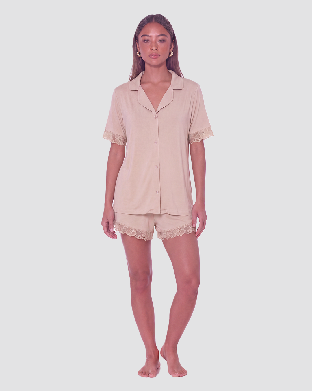 Lace Short Sleeve & Shorts Pajama Set