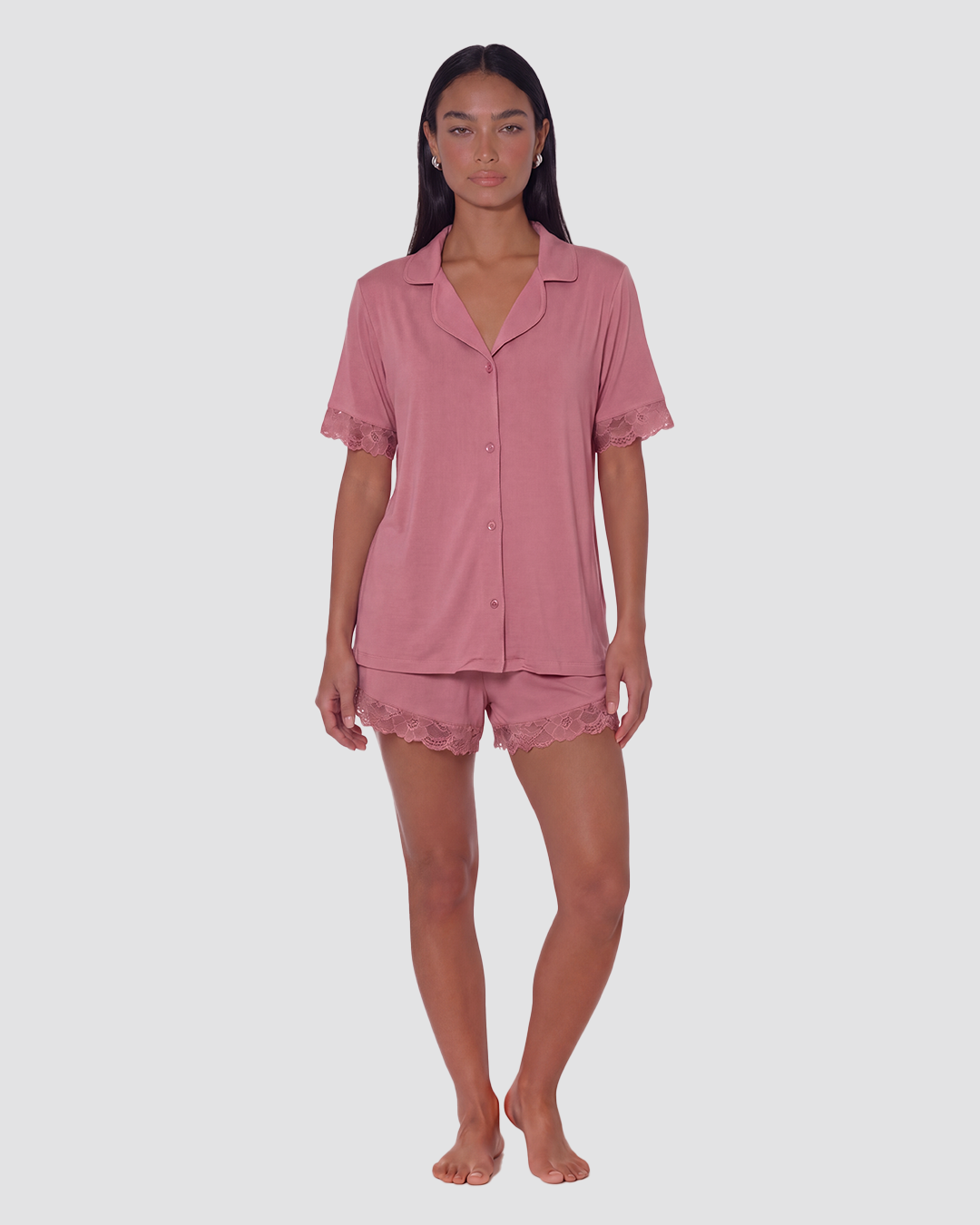 Lace Short Sleeve & Shorts Pajama Set