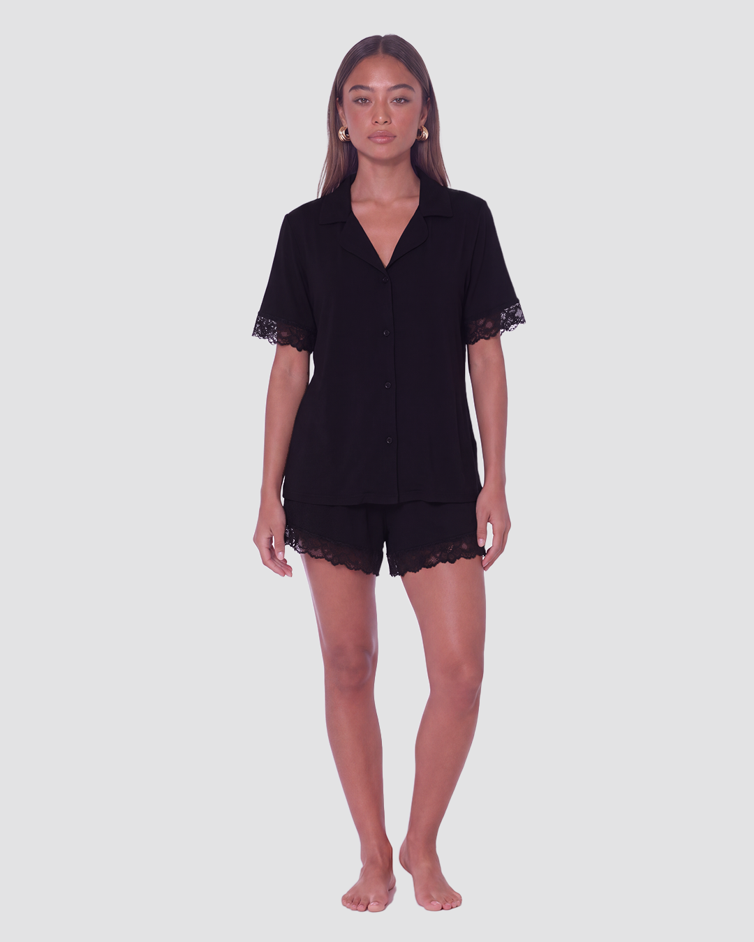 Lace Short Sleeve & Shorts Pajama Set