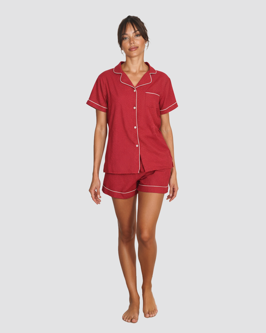 Red Printed Pajama Set